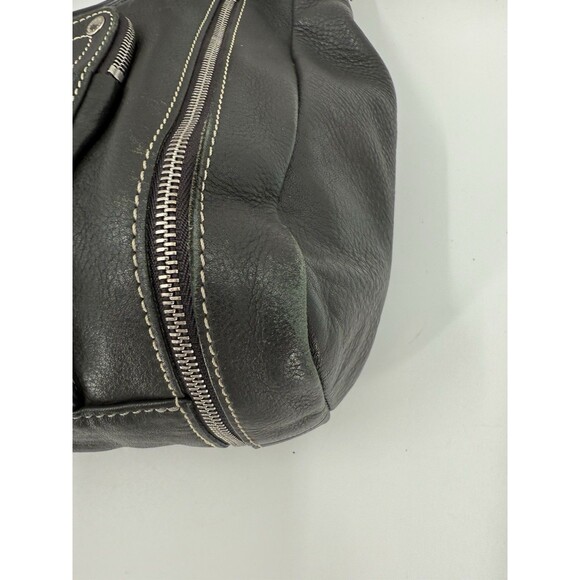 LONG CHAMP Charcoal Gray Leather Shoulder Bag Exterior Pocket 9.75"x13.75x4.25" - Picture 15 of 16